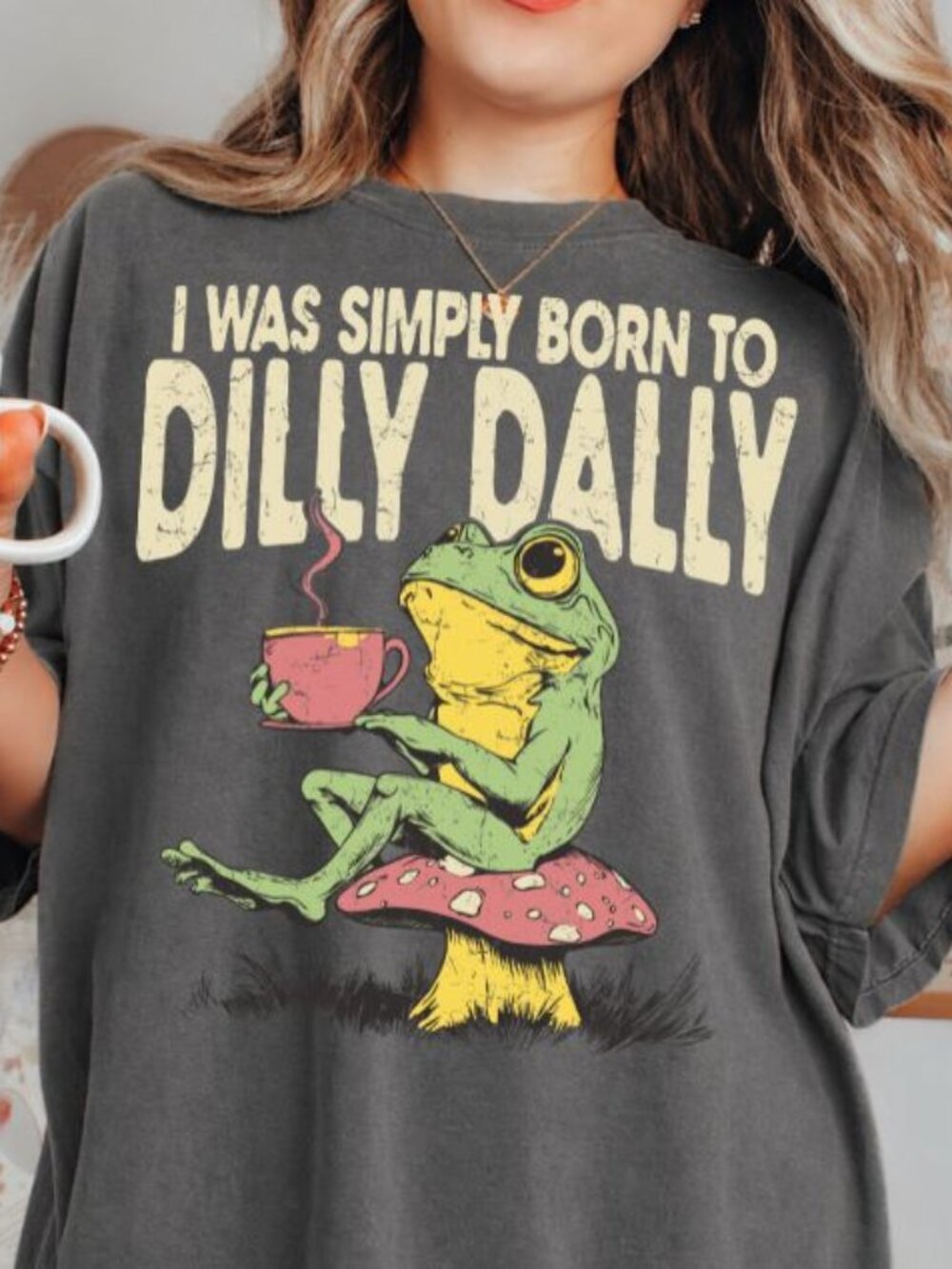 NEW Funny I Was Born To Dilly Dally Graphic Tee Short Sleeve T-Shirt for Women